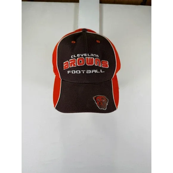 NFL Cleveland Browns Football Hat Brown Orange Adjustable Cap Bulldog Logo Mens - Picture 2 of 8